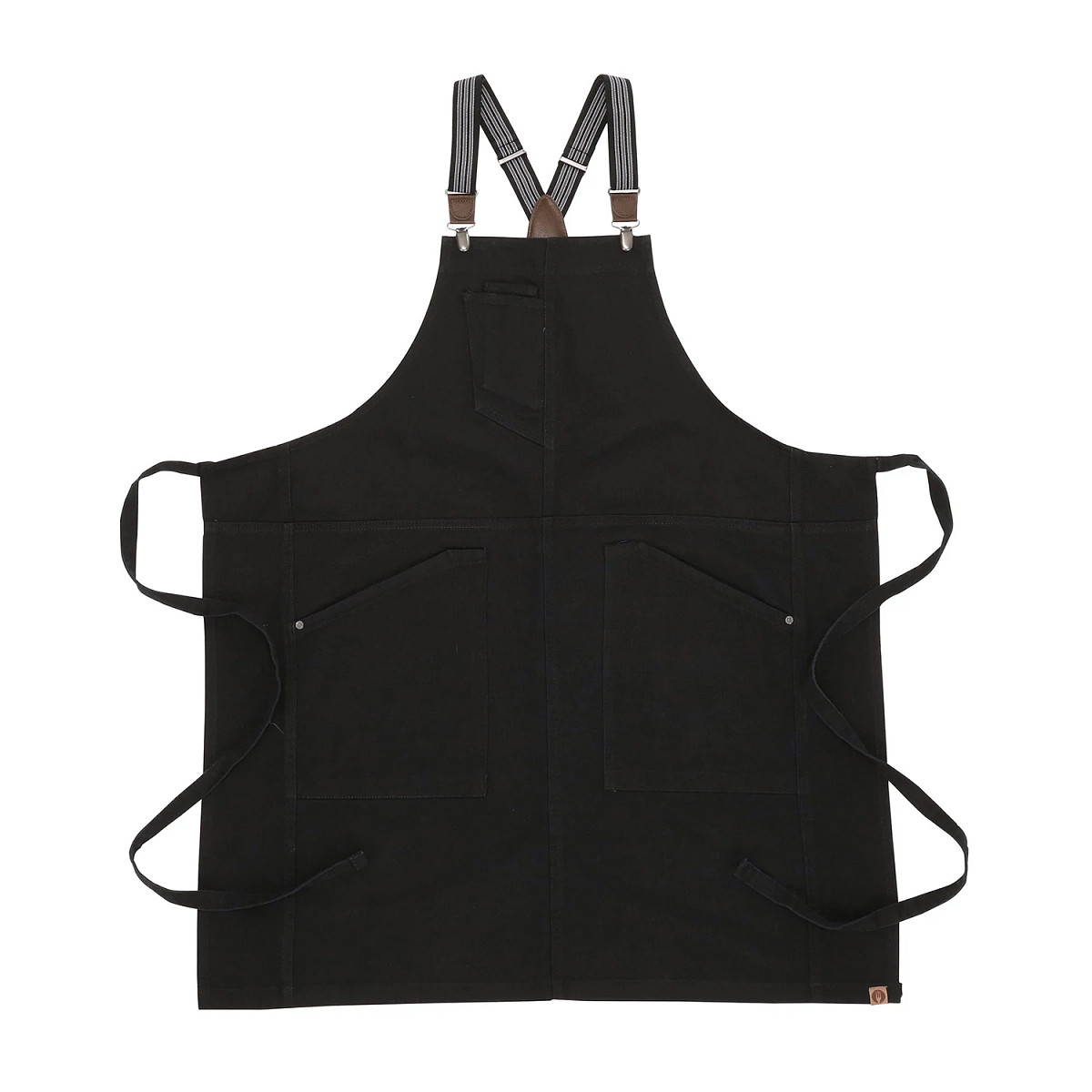 APRON/BIB/DOUBLE PKT/BLACK