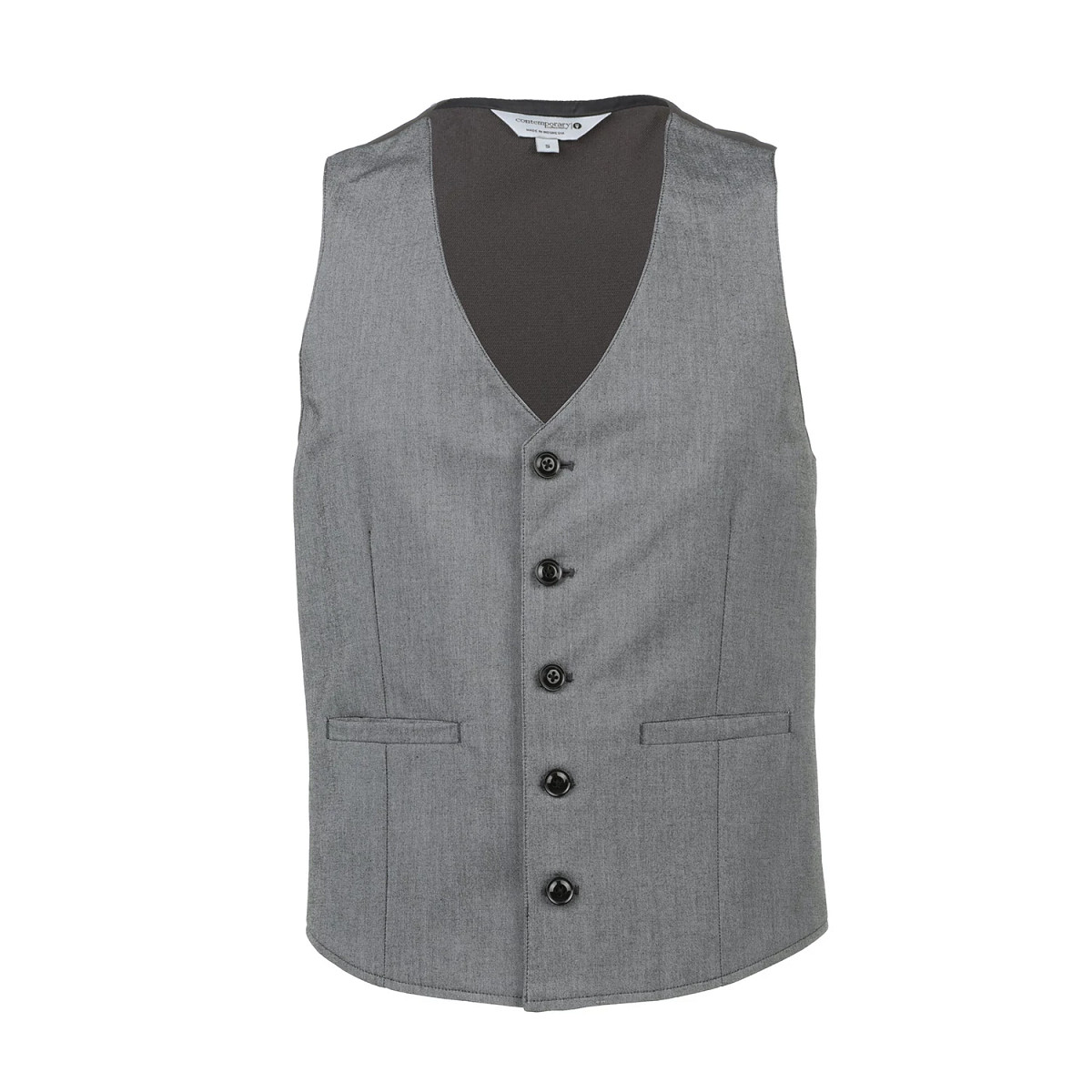 VEST/M/VNECK/BTN FRNT/LT GREY