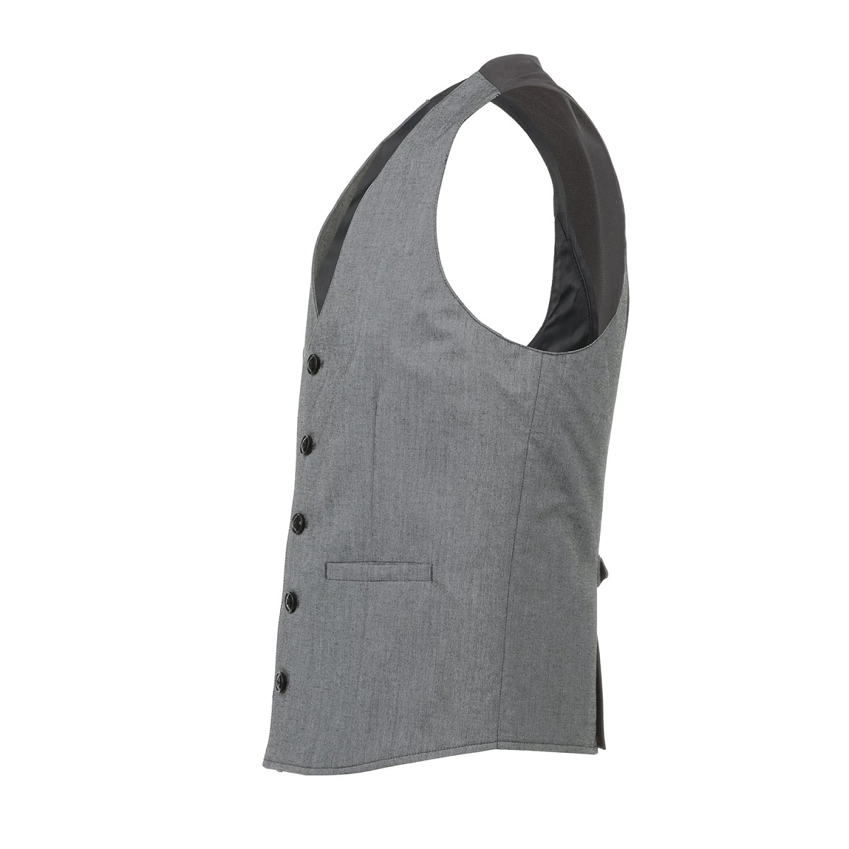 VEST/M/VNECK/BTN FRNT/LT GREY