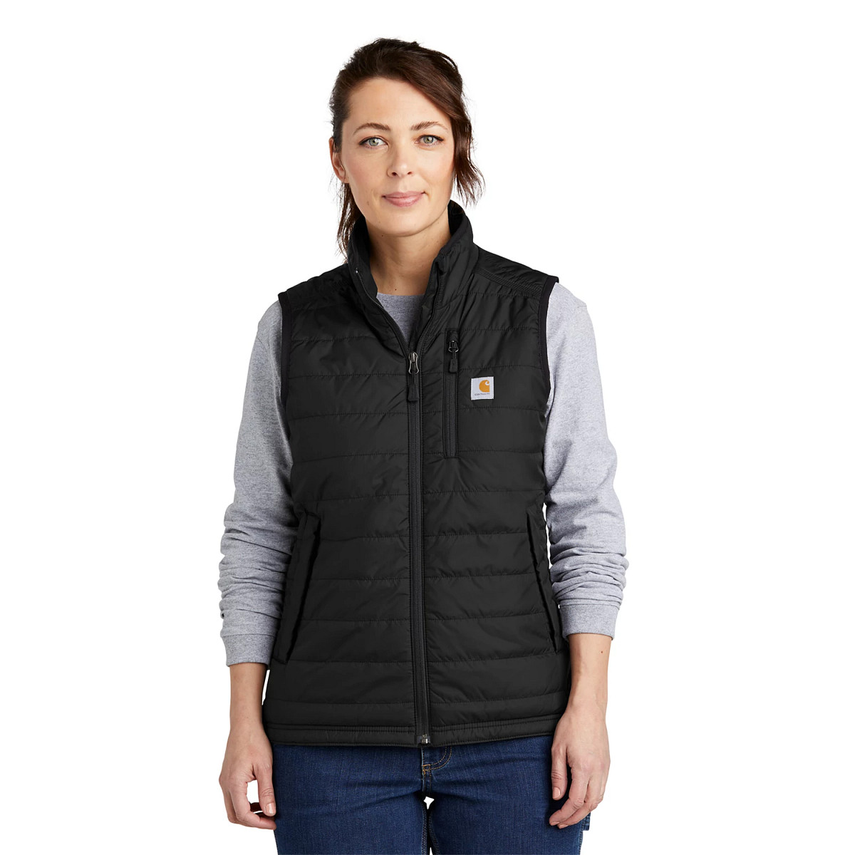 VEST/F/CTN/WR/FRNT ZIP/BLACK