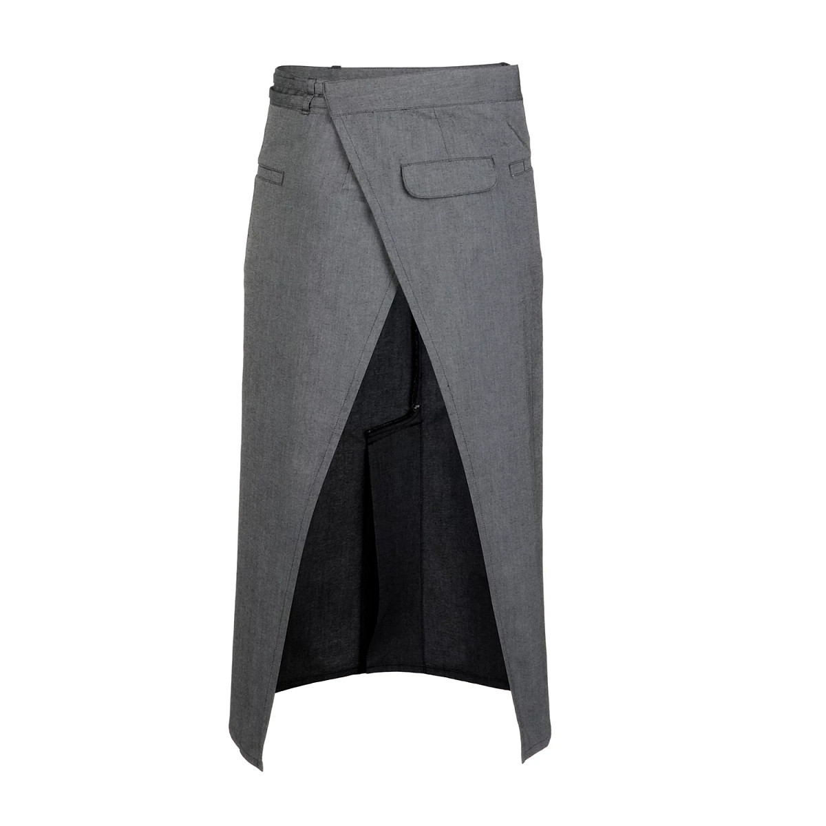 APRON/65/35/FRNTSLIT/LT GRAY