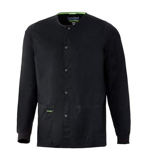 landau careflex unisex scrub jacket in black
